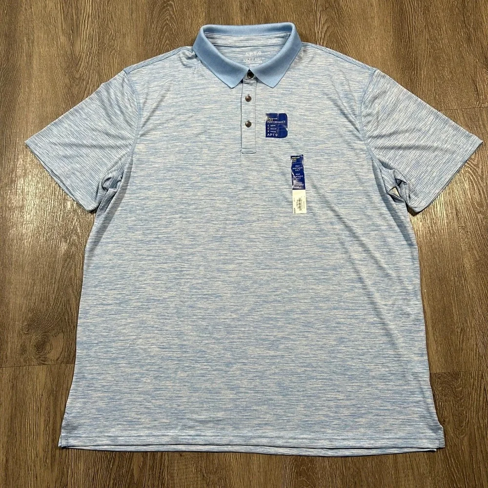 Apt 9 Polo XXLT Blue Premier Flex Performance Short Sleeve Space Dye 2XLT New